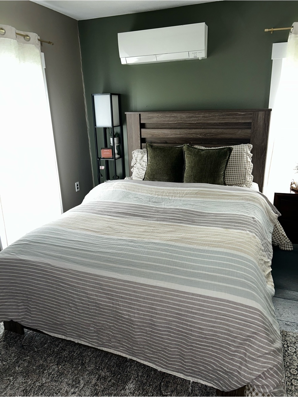 Striped Cotton Quilt Set in Gray and Cream - Unbranded
